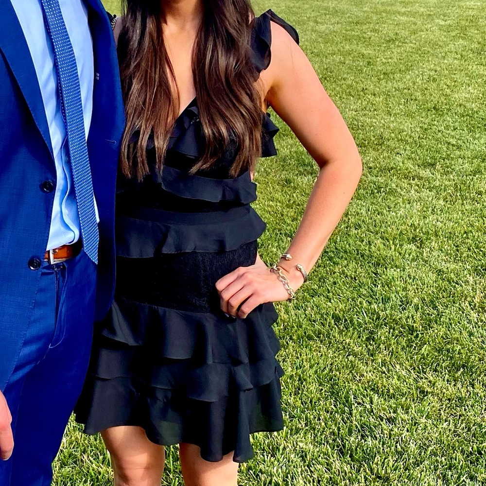 Bardot Babylon Black Ruffle Lace Mini Dress